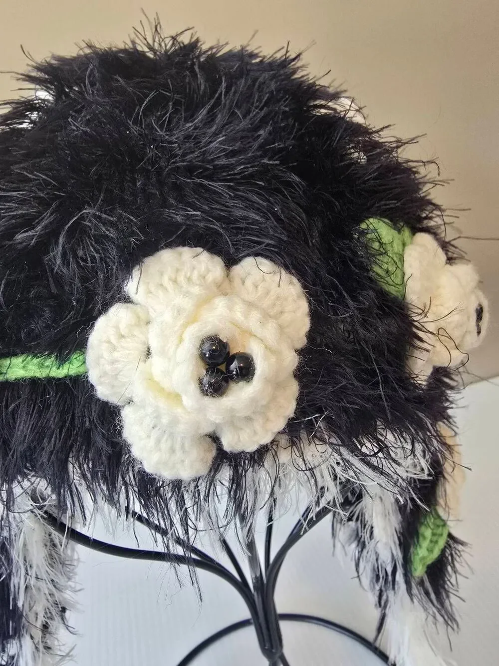 The Daisy Baby Cap Floral Black and White